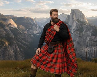 Men’s Traditional Scottish Great Kilt Handmade Highland Tartan Kilt Authentic Celtic Warrior Kilt For Festivals & Weddings in 50+ Tartans