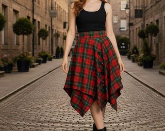 Damen Schottischer Tartan Pixie Rock Handgemachter Wollkarierter Tartan Mädchen Feenrock Erhältlich in 50+ Tartans