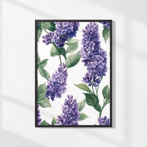 lilac bloom print – purple floral wall art, botanical pattern poster, soft watercolor home decor, nature-inspired digital printable