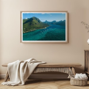 Fotografía de paisajes de una isla tropical en el océano Pacífico, Moorea, Polinesia Francesa, arte mural, póster de viaje