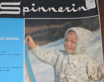 Children's Knitting Pattern Book 1965 Vintage Spinnerin  Manual 26 Patterns Sweaters Baby Layettes to 8 yrs Hand Knit Patterns