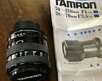 28-70mm Tamron Zoom Lens Vintage 1970s w/ Orig. Brochure Multi Coated Lens F3.5-F4 High Optical Performance Adapts to many camera brands
