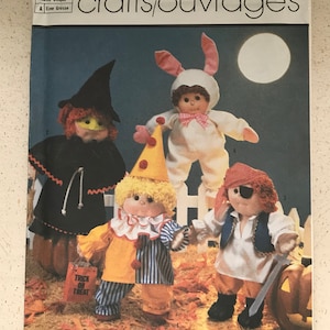 4 Cabbage Patch Doll Costumes Simplicity Sewing Pattern Bunny Rabbit Witch Pirate Clown Vintage 1980&#39;s UNCUT Factory Fold