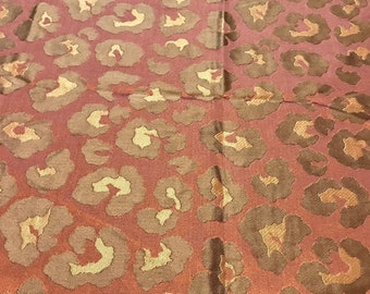 NOS Designer Satin Damask Fabric Sample Loom Woven Pumpkin, Brown Gold Home Decor Fabric Panel Vintage 1990s 36 x 27 inches