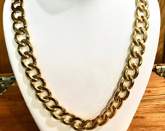 Napier Curb Chain Necklace Polished, Oversize  24" Necklace Triple Gold Plated Vintage 1992 Fashion Jewelry