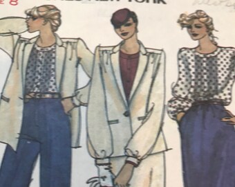 Jacket Blouse Skirt Pants Sewing Pattern Rena Rowan Jones New York Butterick Quick! Sz 8 Vintage 1970s-80s Sewing Pattern 0473