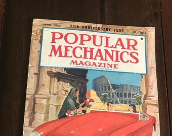 Popular Mechanics Magazine April 1952 Issue Foreign Car Report, Leathernecks, Model Plane Engineering, Science New Projects Anniversary Year