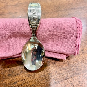 Baby Silver Plate Spoon  Pattern Child Toddler Curved Handle Spoon 1920s Vintage