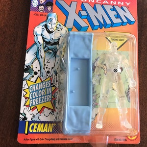 Iceman Uncanny X Men Action Figure w/ Color Change Body + Freezable Stand  Vintage 1992 Plastic Collectible Toy Biz Toy MIB