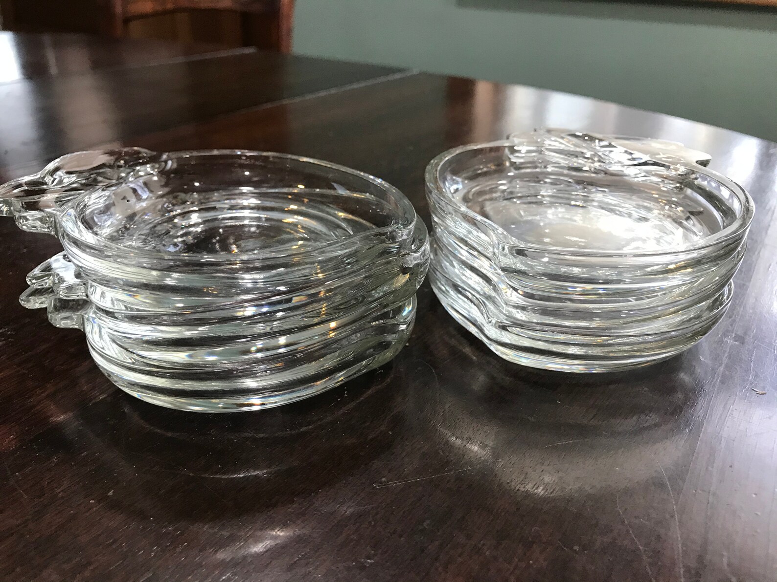 Peach Glass Ashtray Set 6 Clear Molded Glass Personal Peach Etsy