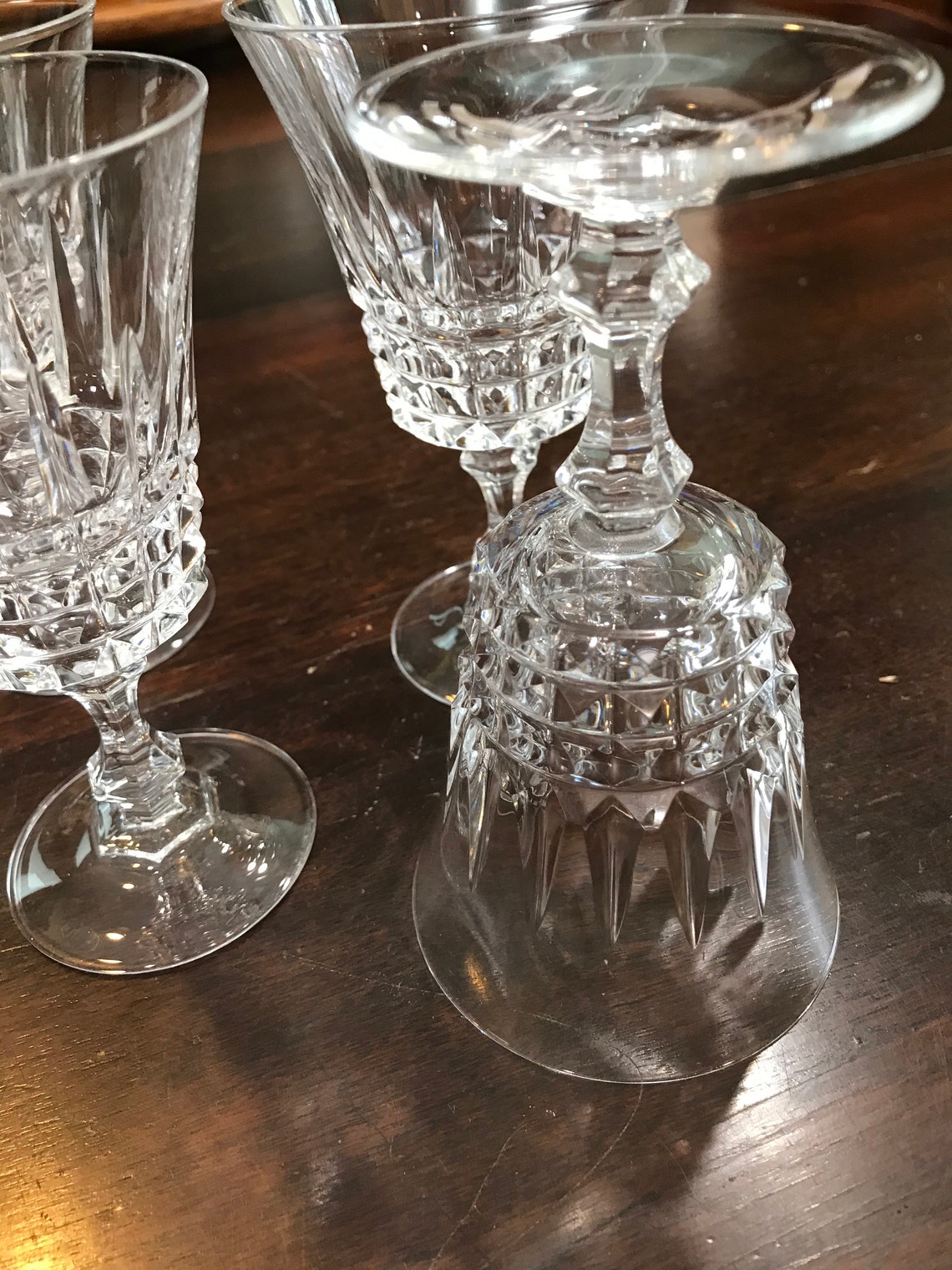 4 Lenox Crystal Stemware Wine Glasses Wine Goblets Vintage Etsy