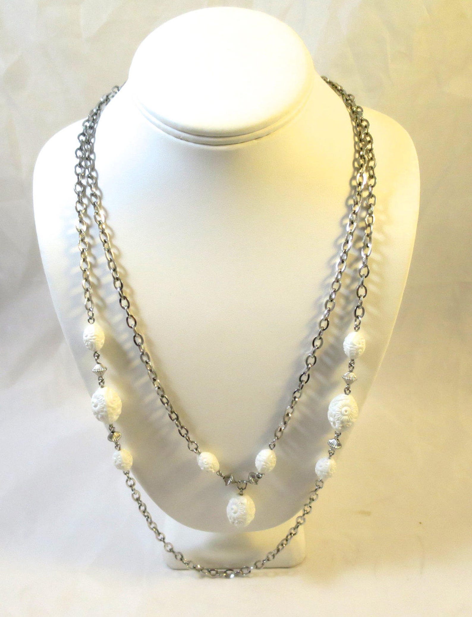 Silver White Chain Necklace Summer Flirt 2 in 1 Etsy