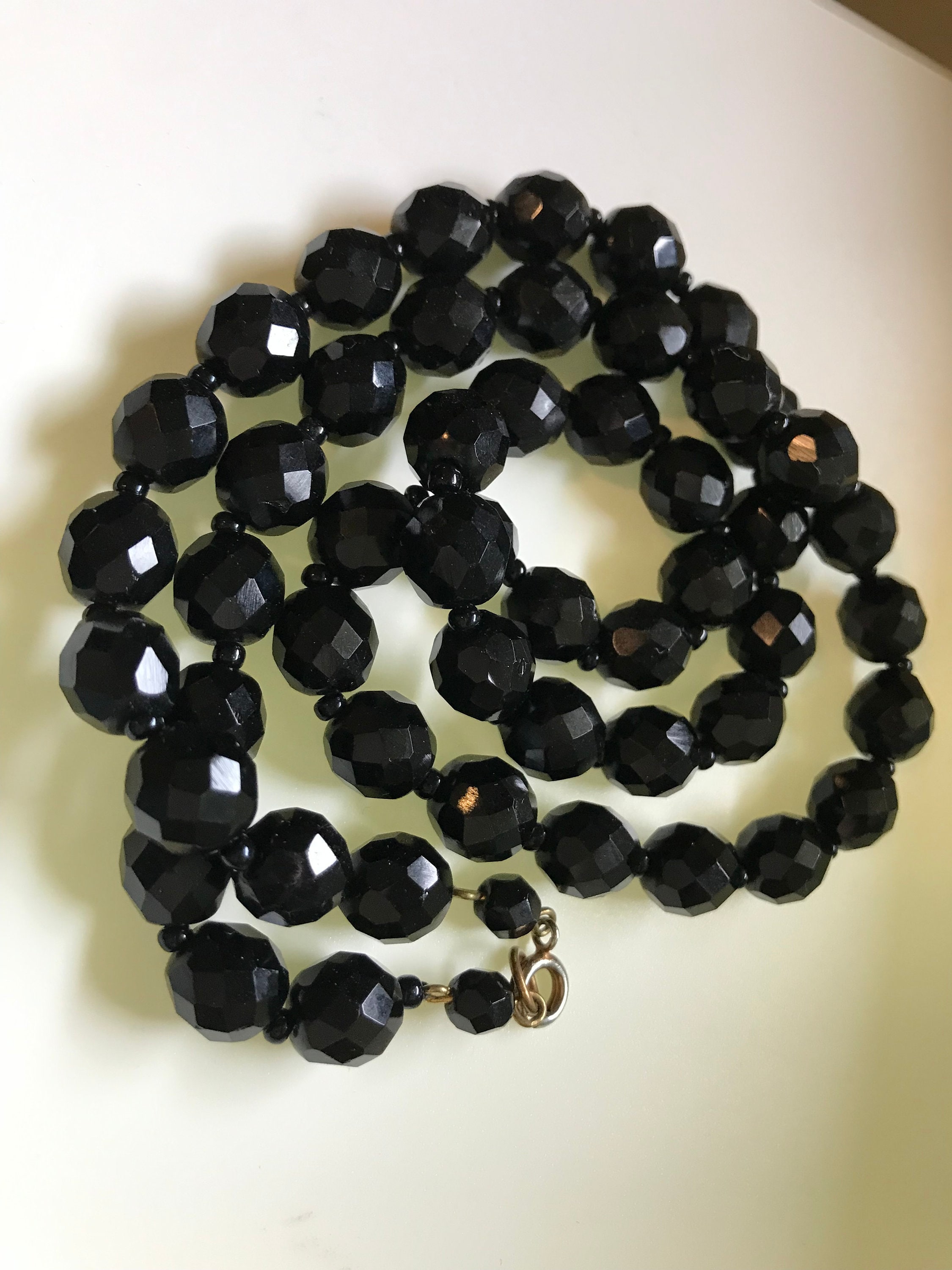 Black Glass Bead Necklace 32