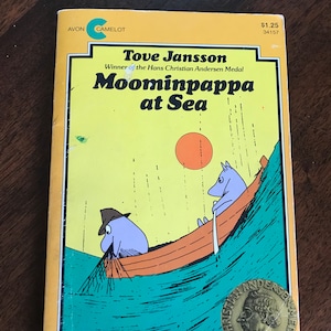 Tove Jansson Moominpappa at Sea  Book Hans Christian Andersen Award Soft Cover Avon Camelot  Vintage 1977 Junior Fiction Reading