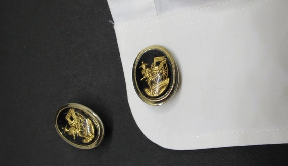 Art Deco Cuff Links Reverse Carved Intaglio Cryst… - image 2