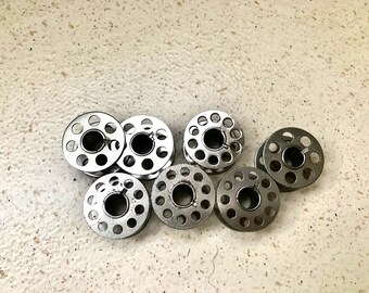 7 Kenmore Metal Bobbins Vintage 1970s Sewing Machine Parts Thread Holders 2 x 1 cm
