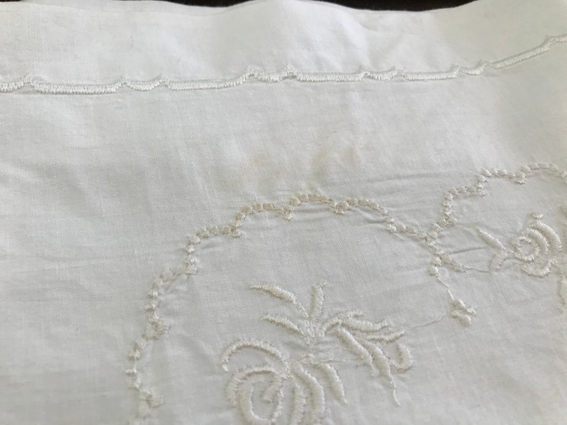 2 White Linen Boudoir Pillow Shams White Embroidery Flange Etsy