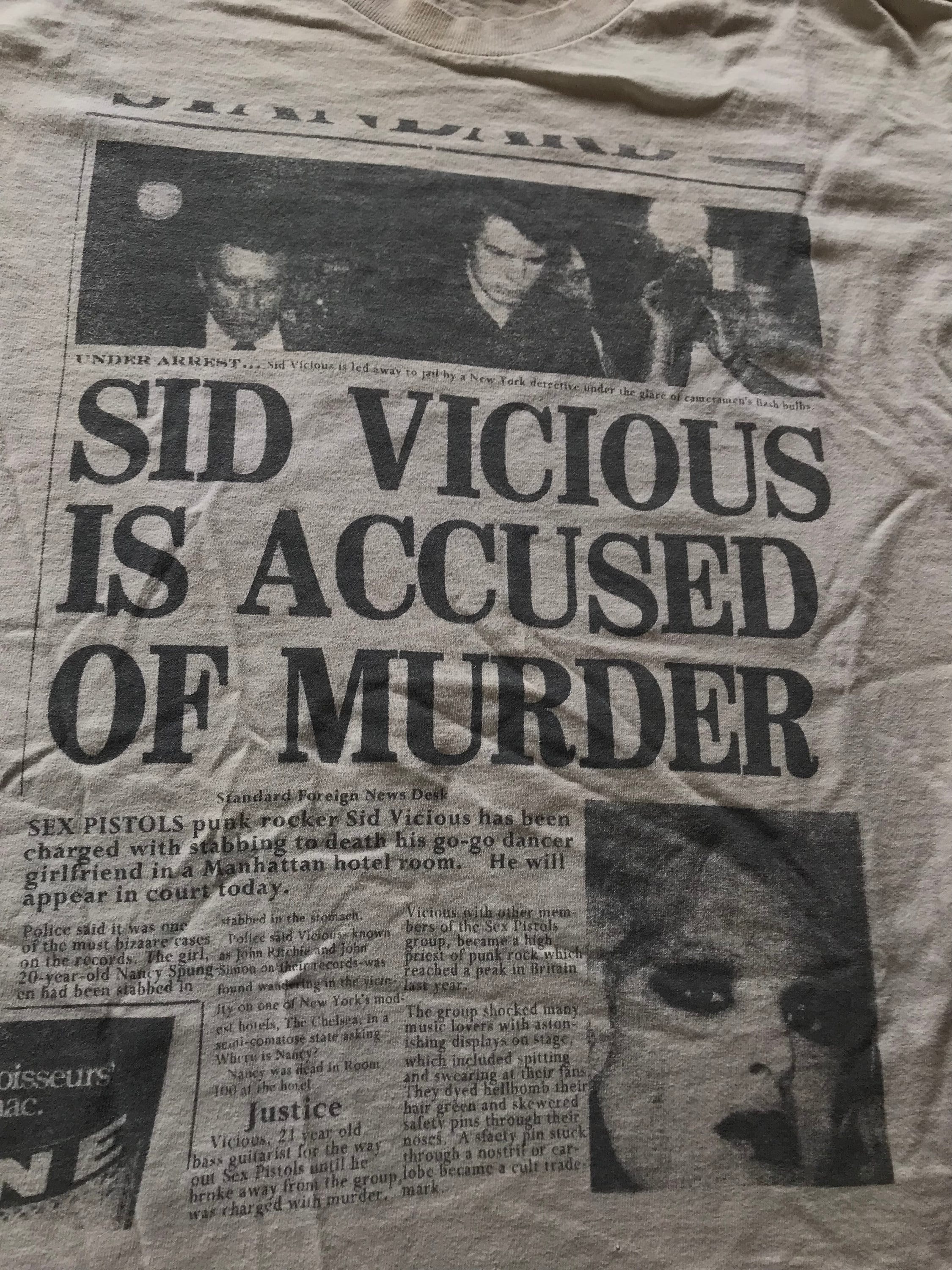 Sid Vicious Murder Headline Tee Sex Pistols Black Graphic Sid Vicious Murder Headline Tee Sex Pistols Black Graphic