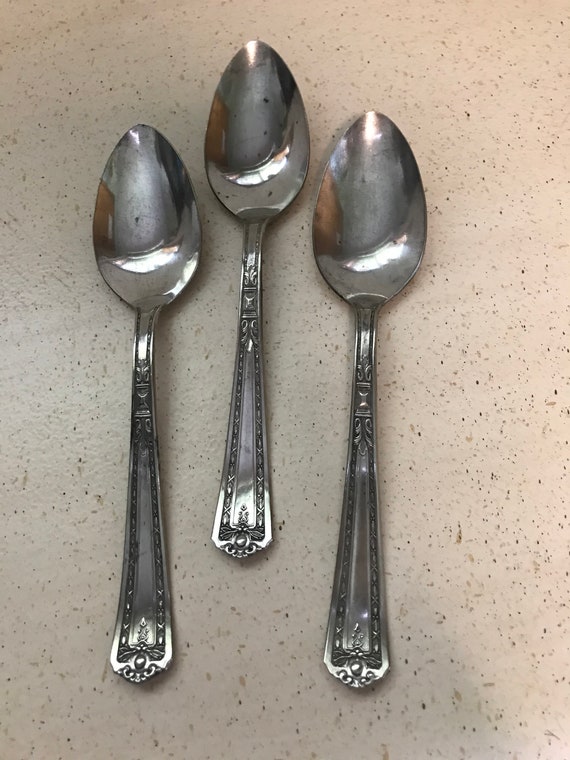3 Florence Tea Spoons National Silver Co. Reinforced Silver Plate Flatware 3 Pcs Art Deco Vintage 1930 Replacement Flatware Etsy UK