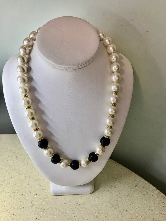 Chunky Faux Pearl & Gold Accent Necklace