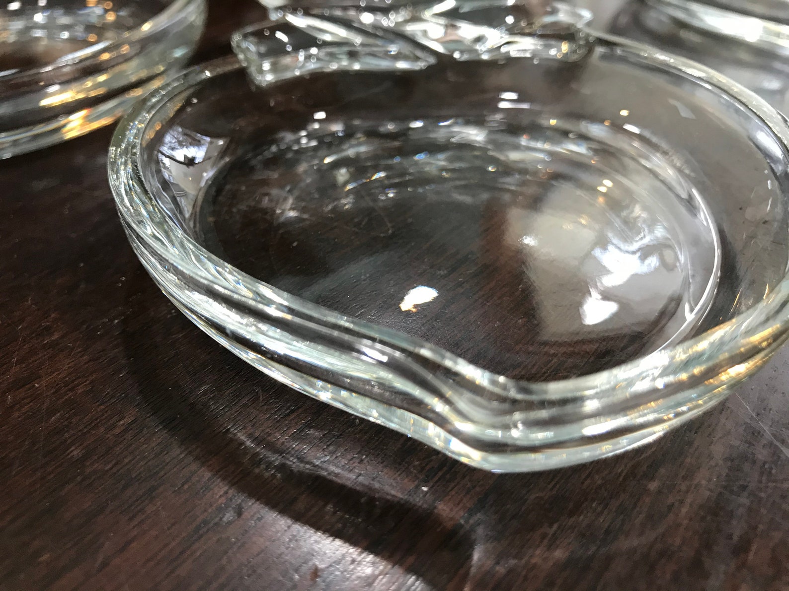 Peach Glass Ashtray Set 6 Clear Molded Glass Personal Peach Etsy