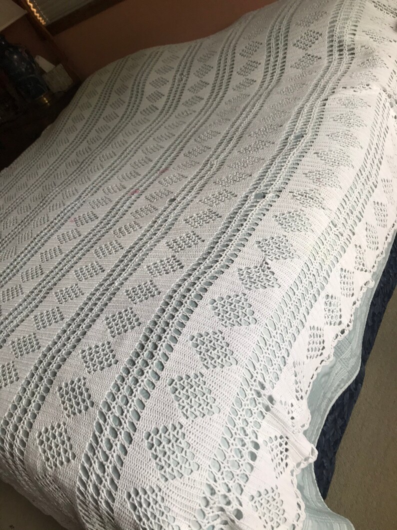 White Lace Bed Spread Cotton Crochet Lace Bed Cover Size King Etsy