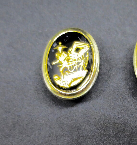 Art Deco Cuff Links Reverse Carved Intaglio Cryst… - image 7