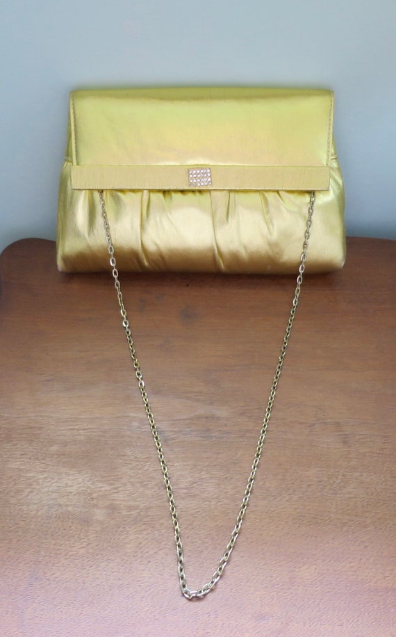 Gold Lame Bag Clutch/Shoulder Envelope Signed Har… - image 10