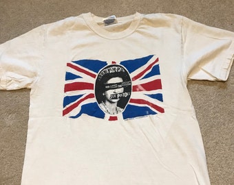 Sex Pistols God Save the Queen Tee UK Flag Graphic White 100