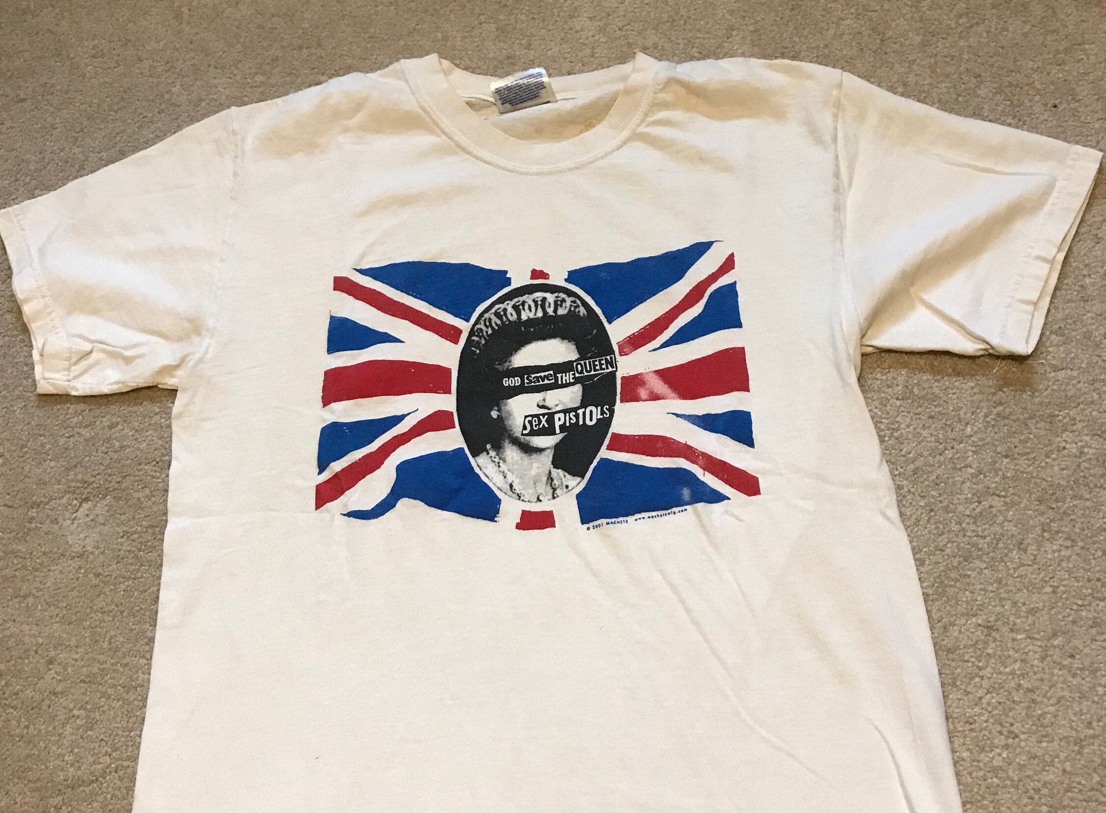 Sex Pistols God Save the Queen Tee UK Flag Graphic White 100