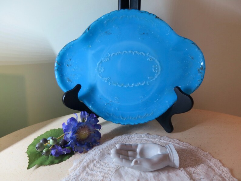 Blue Milk Glass Vanity Tray EAPG Blue Slag Glass Oval Plate Etsy