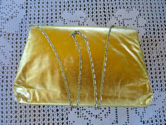 Gold Lame Bag Clutch/Shoulder Envelope Signed Har… - image 9