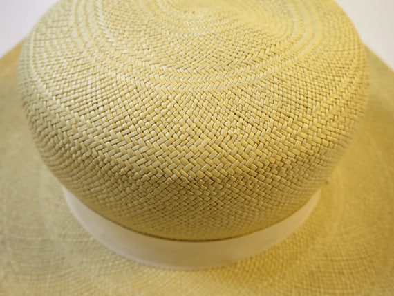 Panama Hat Wide Brim Ribbon Band Trim Hand Woven … - image 3