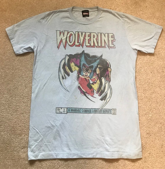 Marvel Comics Wolverine Tee Shirt Blue Cotton Vin… - image 8