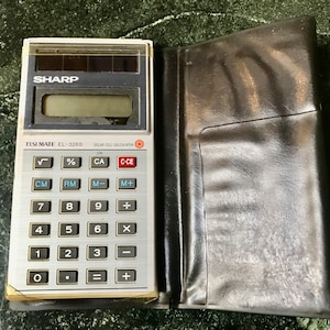 Sharp Calculator EL326S Solar/Battery Vintage 1980s Pocket Calculator w/ Folio Add Subtract Multiply Divide All Numbers Work