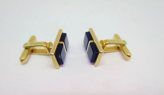 Hickok Cobalt Blue Cuff Links Navy Resin Square S… - image 8