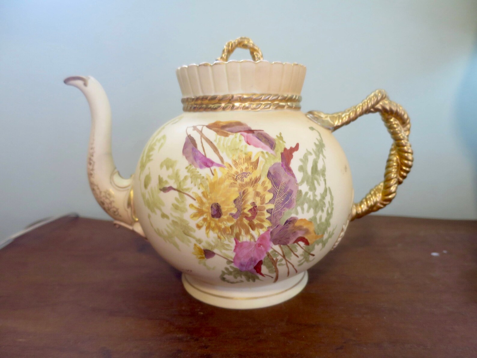 Rudolstadt Porcelain Tea Pot Ivory Buff Glaze W/ Floral Gilt Etsy