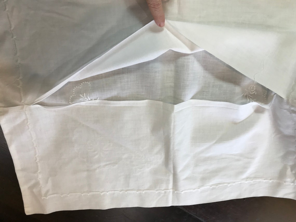 2 White Linen Boudoir Pillow Shams White Embroidery Flange Etsy