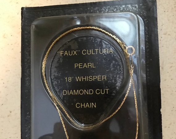 Pearl Necklace Gold Boston Link Diamond Cut Chain… - image 2