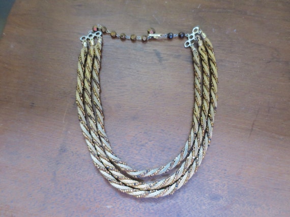 Gold Mesh Twist Choker Gold Beads 17 inches Lengt… - image 5