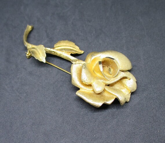 Large 4 Inch Gold Rose Brooch Dimensional Shaped Petals - Etsy