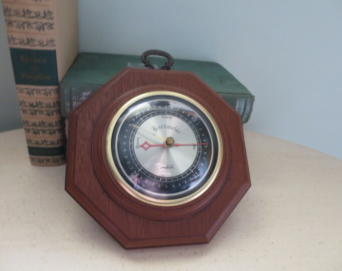 Verichron Wall Barometer Vintage 1970's Faux Wood Case Weather