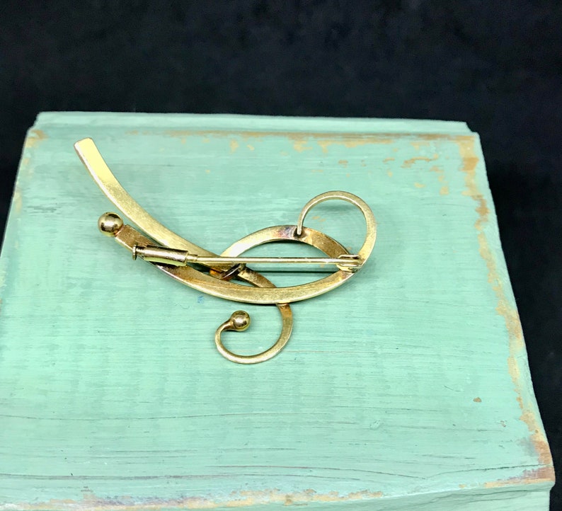Art Deco Golden Spirals Brooch Pin W/ Trombone Clasp Vintage - Etsy