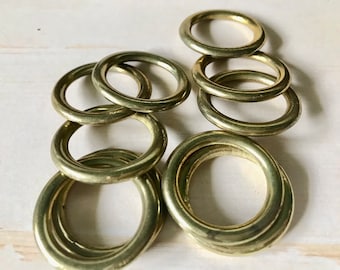 10 Brass Round Curtain Rings Set of 10 Sew On Vintage 1950&#39;s-60&#39;s  1 1/16 inch Brass Finish