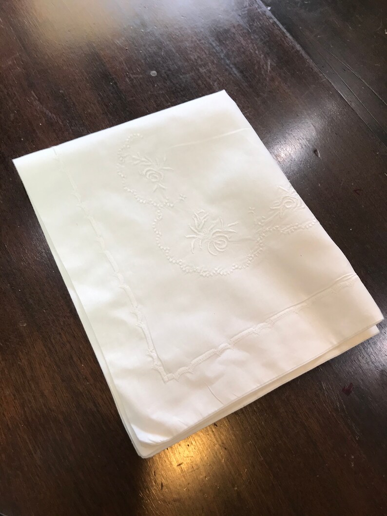 2 White Linen Boudoir Pillow Shams White Embroidery Flange Etsy