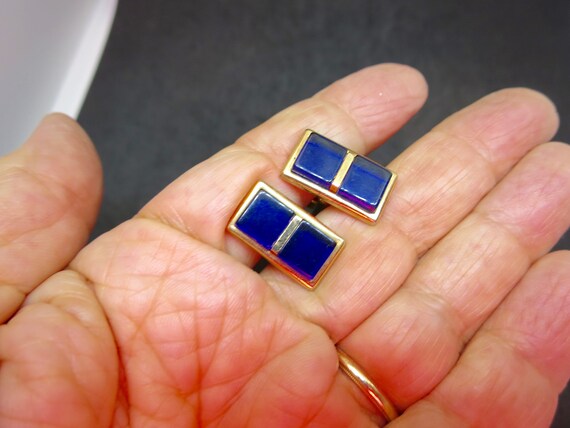 Hickok Cobalt Blue Cuff Links Navy Resin Square S… - image 7