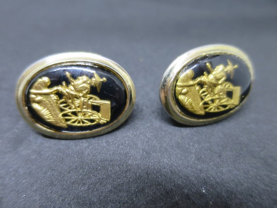 Art Deco Cuff Links Reverse Carved Intaglio Cryst… - image 5