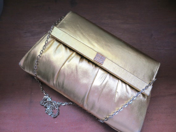 Gold Lame Bag Clutch/Shoulder Envelope Signed Har… - image 6