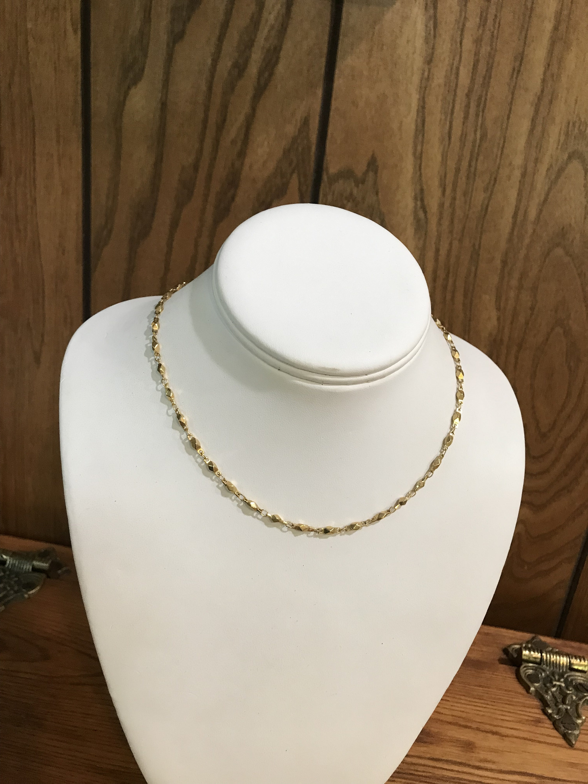 Napier Gold Choker Necklace Diamond Bead Chain Links Vintage 2000's Vintage Fashion Gold Link 16" Collar Filler