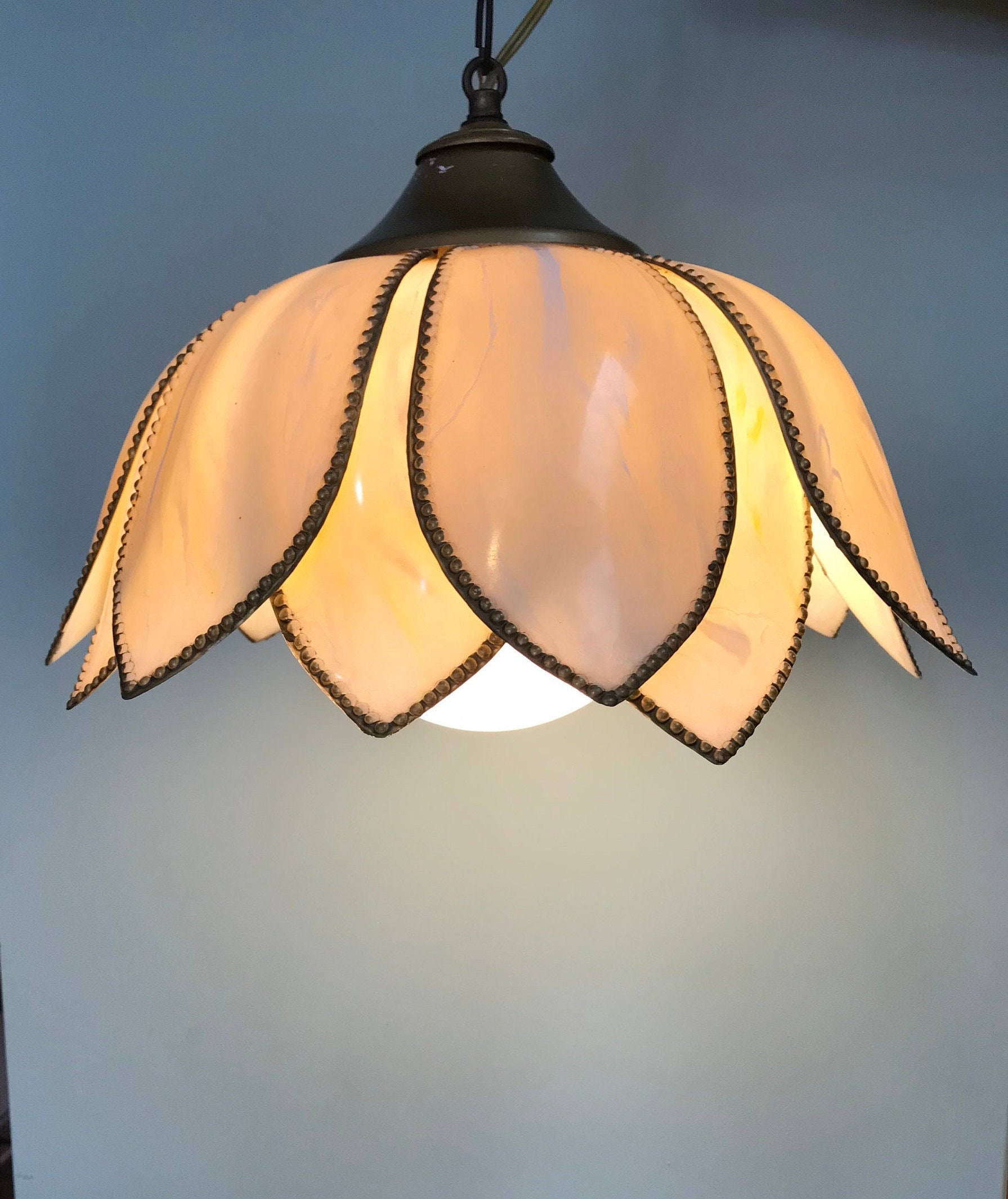 Lotus Hanging Lamp MCM Chandelier Gold 